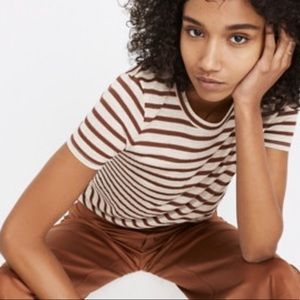 New Madewell Metallic Stripe Crewneck Tee